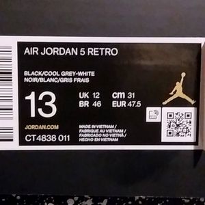 Jordan 5 Retro (Oreo) Men's size 13